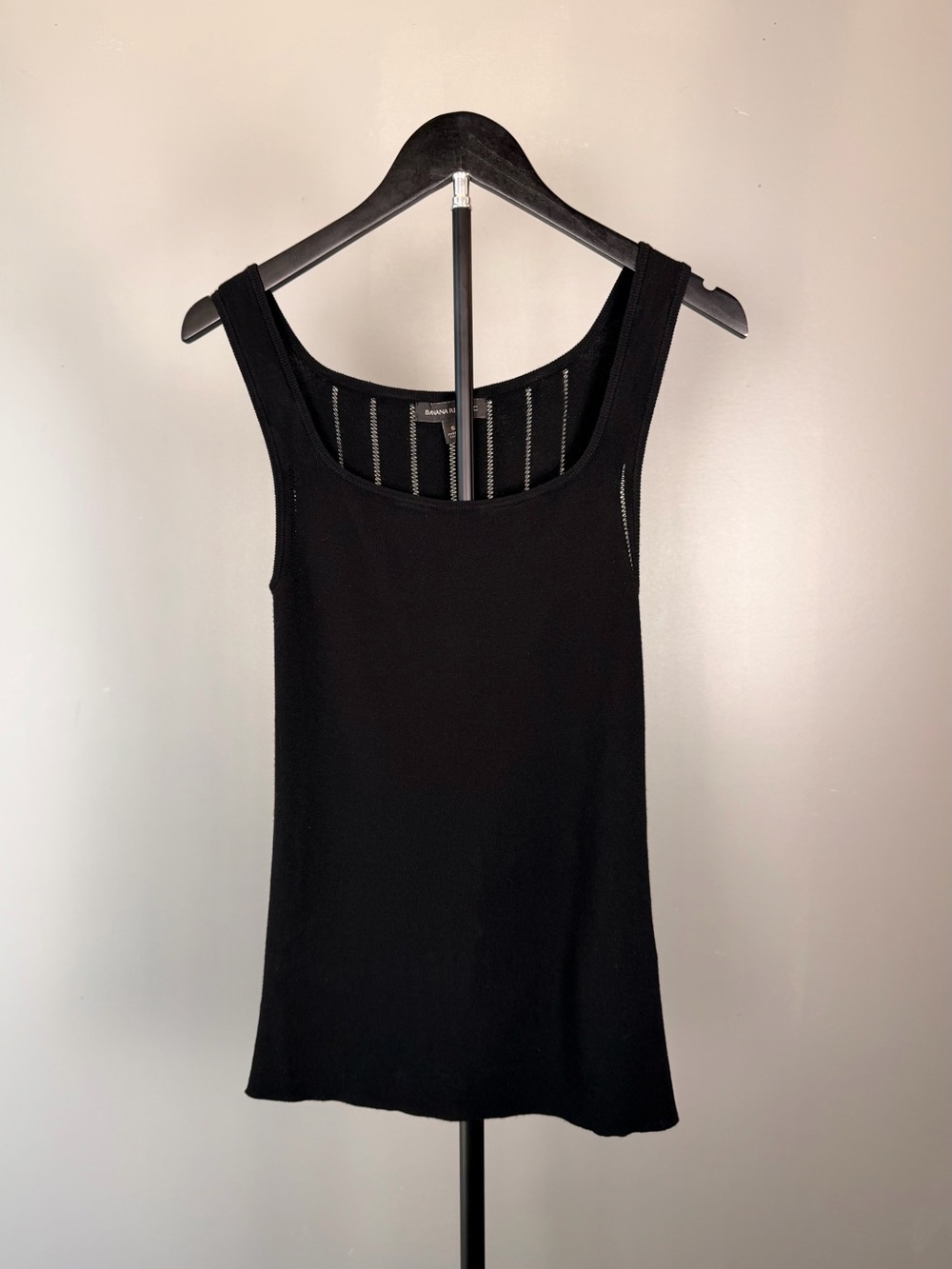 Banana Republic Black Knit Tank Top Sleeveless Pointelle Stretch Y2K Small